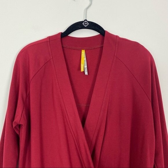 LOLE Red Sasmita Fleece Wrap Sweater Top Medium Athleisure Lounge Yoga Athletic - Picture 4 of 8